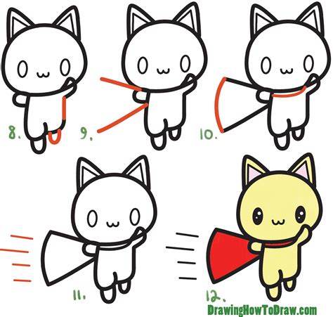 How To Draw A Cute Cat Super Hero Kawaii With Easy Step