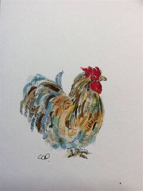 One Chicken Watercolor Card Hand Painted Watercolor Card Etsy