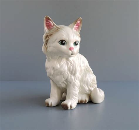 Vintage Lefton Cat Figurine White Kitty Feline Animal Etsy