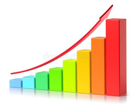 Bright Colorful Growing Bar Chart In Two Rows Business Success C Stock