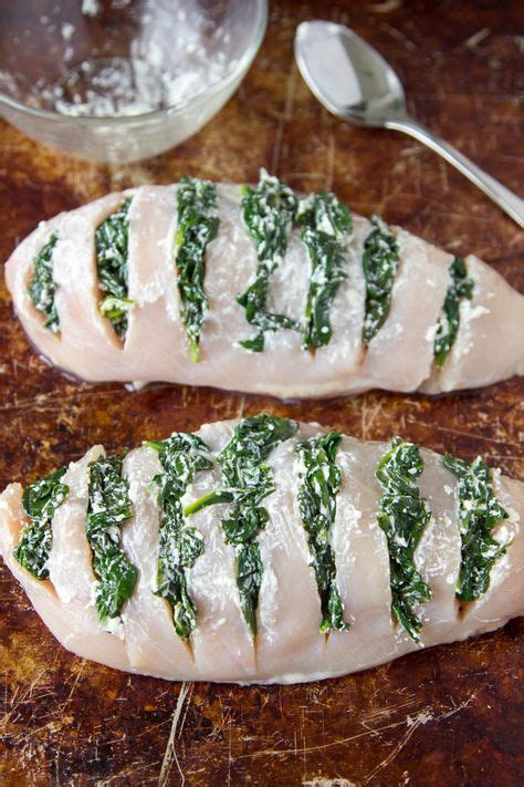 This hasselback chicken recipe has four cheeses, shredded zucchini, & bacon. Spinach + Goat Cheese Hasselback Chicken | Simple Healthy ...