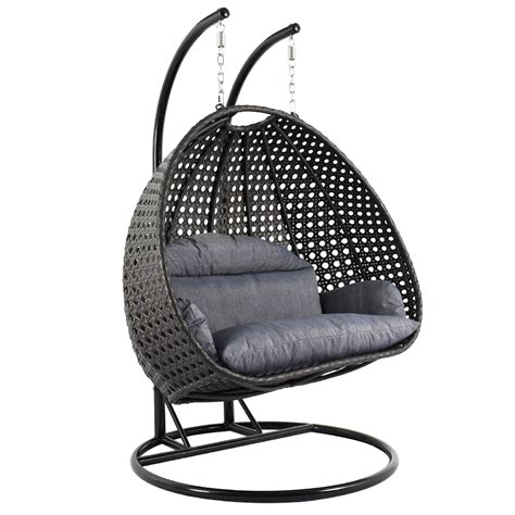 Brampton Espresso Cocoon Hanging Chairswing Single With Beige Cushions Overstock 21422530