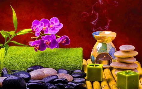 5k Free Download Spa Still Life Candle Relax Bonito Still Life Stones Flame Orchid Spa