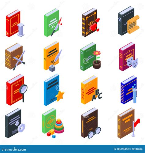 Literary Genres Icons Set Isometric Style Stock Vector Illustration