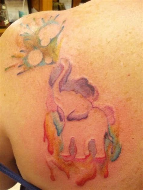 Beautiful Left Back Shoulder Watercolor Tattoo