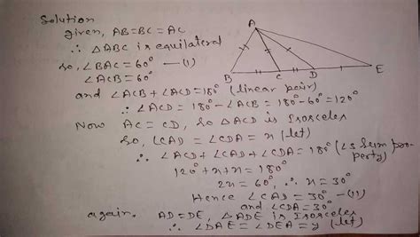in the given figure ab bc cd ac and ad de find angle bae maths congruency of triangles