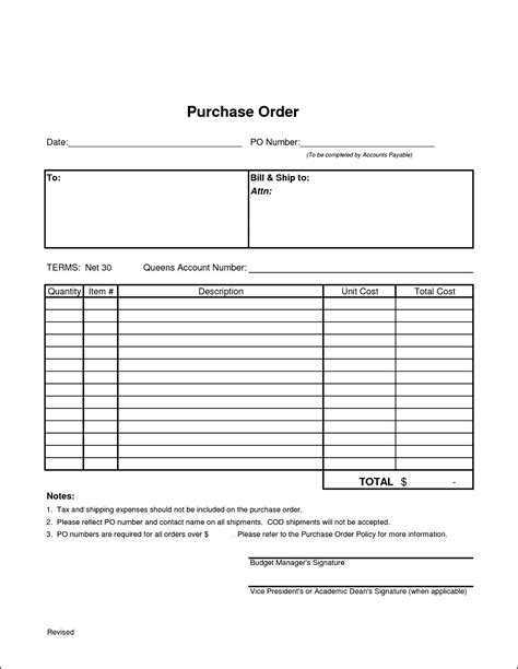 Purchase Order Templates Word Business Mentor