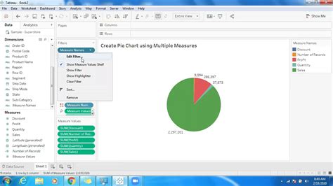 Create Pie Chart With Multiple Measures Tableau Chart Examples