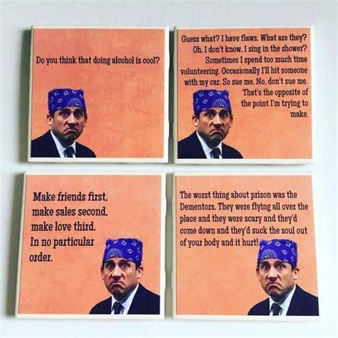 Prison Mike Coasters The Office Set Of 4 Michael Scott Etsy