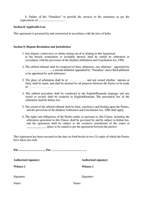 Model Of Franchise Agreement India In Word And Pdf Formats Page 4 Of 5