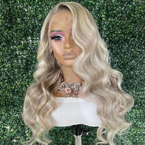 Blonde Highlights On Straight Human Hair Wig P18613 Highlight Wig