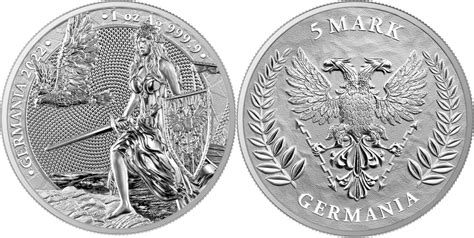 Deutschland 5 Mark 2022 Germania Mint Germania 1 Oz 999 Silber Mit