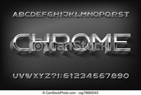 Chrome Alphabet Font 3d Thin Metallic Letters And Numbers With Shadow