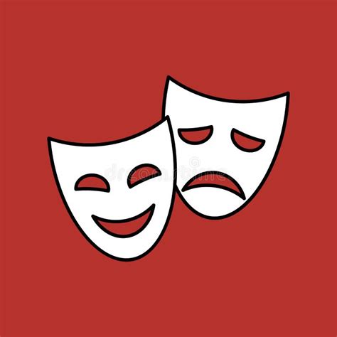 Máscaras Del Teatro Icono Del Vector En El Fondo Blanco Ilustración
