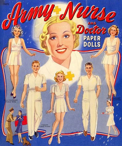 Army Nurse And Doctor Paper Dolls ~ Wwii Era Ca 1940s Paper Dolls