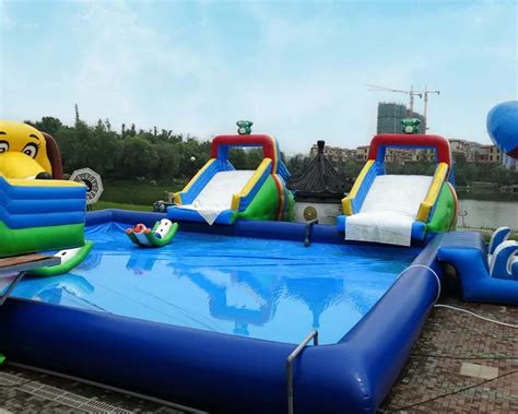 Inflatable Water Slide Playground Giant Inflatable Swimming Pool Amusement Park In Pool