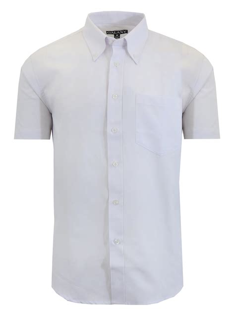 Mens Short Sleeve Oxford Dress Shirt White Casual Button Down Walmart Com