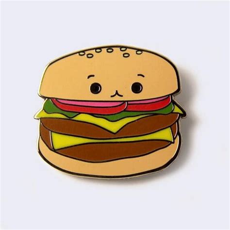 Cheeseburger Enamel Pin Burger Enamel Pins Fast Food Lapel Etsy