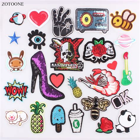 Zotoone Embroidery Patch For Clothing Cat Skull Space Letter Iron On