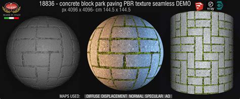 Concrete Block Park Paving Texture Seamless 18836