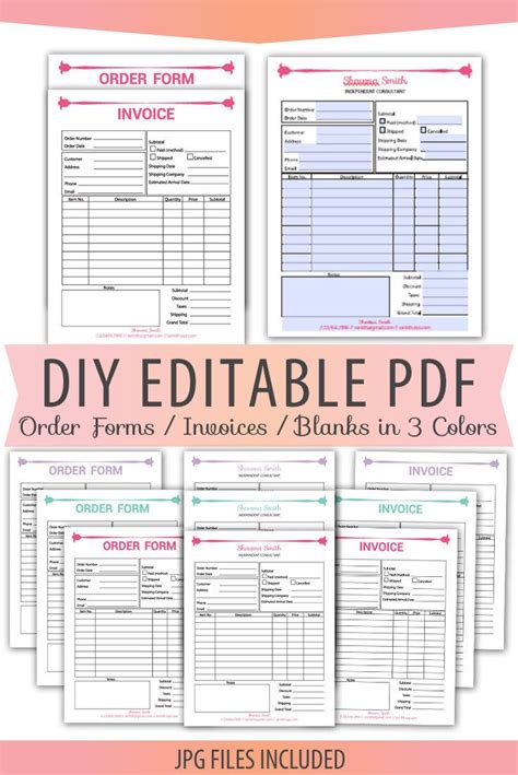 Fillableeditable Text Only Pdf Order Form 3 Colors