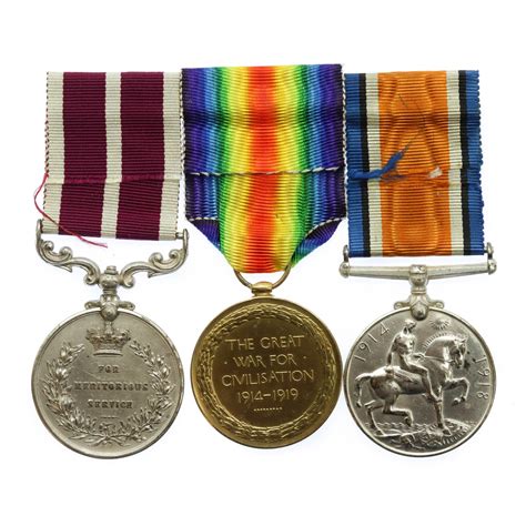 Ww1 Meritorious Service Medal Group Of Three Sjt H Fenton Kings