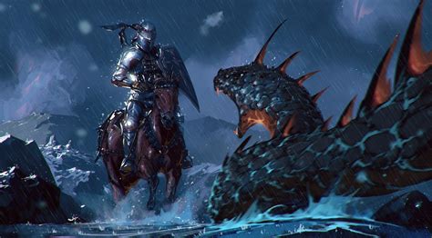 Warrior Horse Fantasy Art Serpent Creature Wallpapers Hd Desktop And Mobile Backgrounds