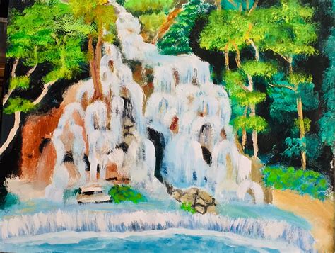 Icelandic Waterfalls Realistic Painting For Sale By Joeysmomsarah