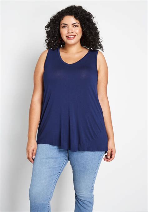 Best Womens Navy Soft Loose Fit Endless Possibilities Tank Top In 3x