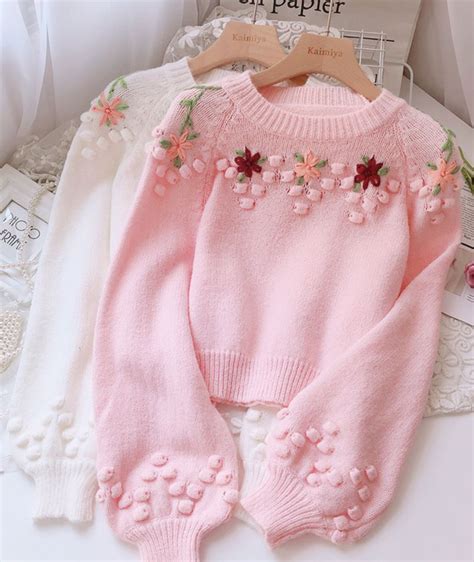 Sweet Flowers Long Sleeve Sweater In 2021 Kawaii Fashion Outfits