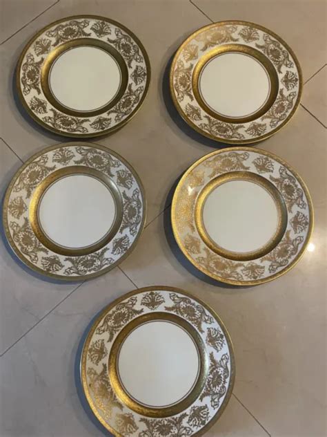 Hutschenreuther Selb Bavaria Favorite Encrusted Gold Rims 5 Plates 10 3