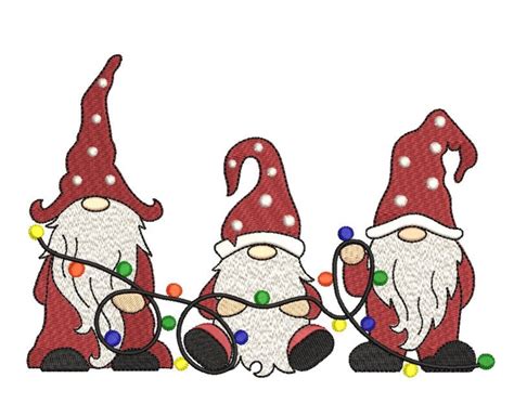 Christmas Gnomes Embroidery Design 3 Gnomes Machine Etsy UK