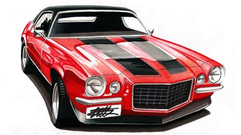 Realistic Car Drawing 1970 Camaro Z28 Time Lapse Youtube