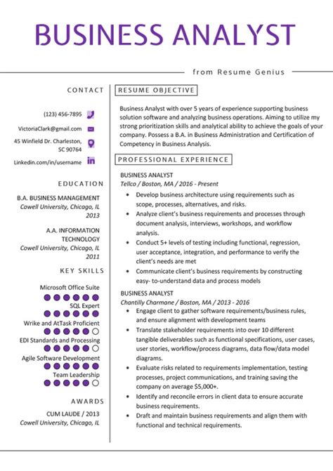 Sample Resume For Experienced Business Analyst Years Teanagasawad