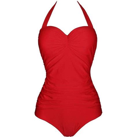 Angerella Vintage 50s Pin Up Halter One Piece Swimsuit Monokinis 17