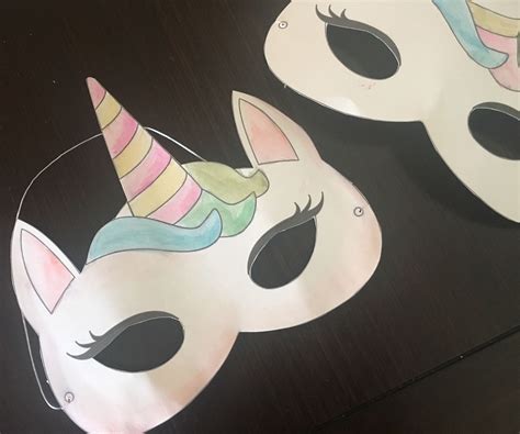 Watercolor Unicorn Mask Free Printable 4 Steps Instructables