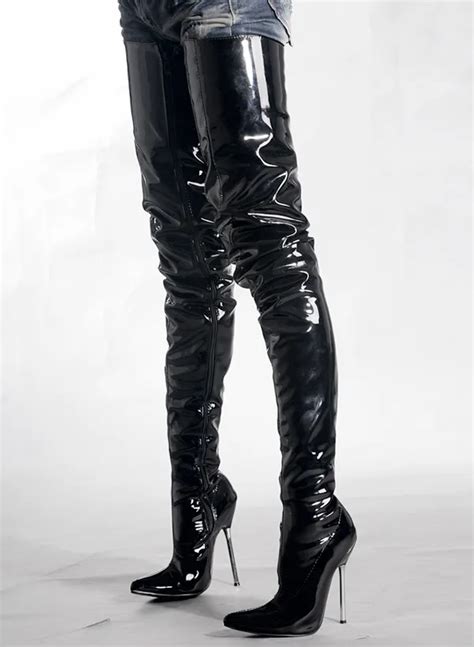 IN STOCK ON SALE 5 SEXY FETISH POINTED TOE THIGH HIGH BOOTS PATENT