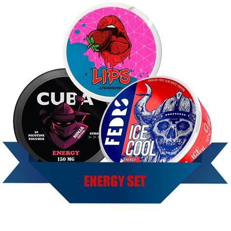 Набор снюса Energy Set Fedrs Energy Hard Cuba Ninja Energy Lips