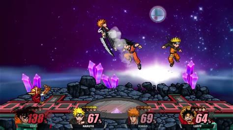 Goku Vs Naruto Vs Ichigo Vs Luffy Super Smash Flash 2 Youtube