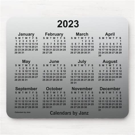 2023 Faded White Calendar By Janz Mouse Pad Zazzle