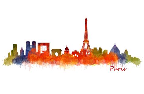 Paris Cityscape Skyline Cityscape Colorful Artwork Illustration Design