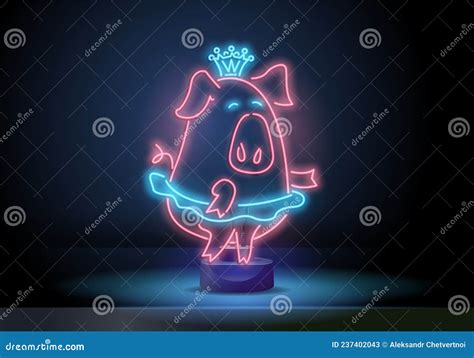 Neon Pig In A Crown Pig Shape Neon Sign Template Night Bright