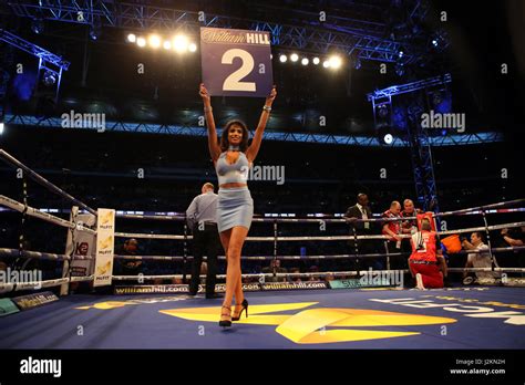 Boxing Ring Girls Holding At Wembley Stadium London Press Association