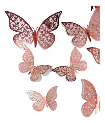 Mariposas Decorativas 3d Papel Pared Oro Rosa Plateado MercadoLibre