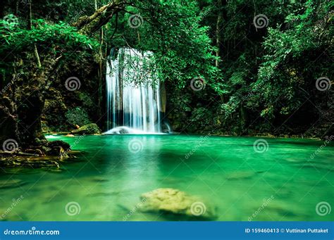 Beautiful Waterfall In The Rainforest Jungle Stock Image Image Of