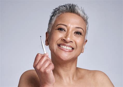 Beauty Tweezer And Portrait Of A Senior Woman Grooming Her Facial Hair
