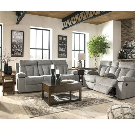 Signature Design By Ashley Mitchiner Reclining Sofa And Loveseat Set Sofas And Couches