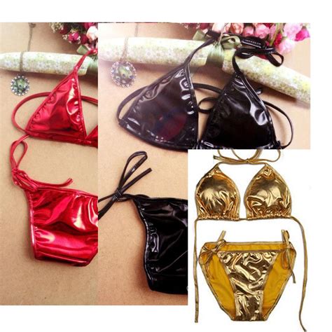 2021 Mosaic Gold Bikini Set Women Patent Leather Exotic Lingerie