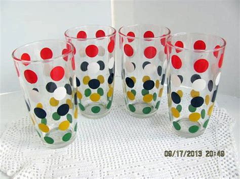 Polka Dot Drinking Glasses Made By Hazel Atlas Set Of Etsy