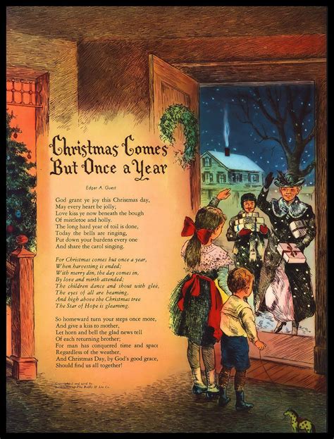 Vintage 1950 034 Christmas Comes But Once A Year 034 Art Print Poem By